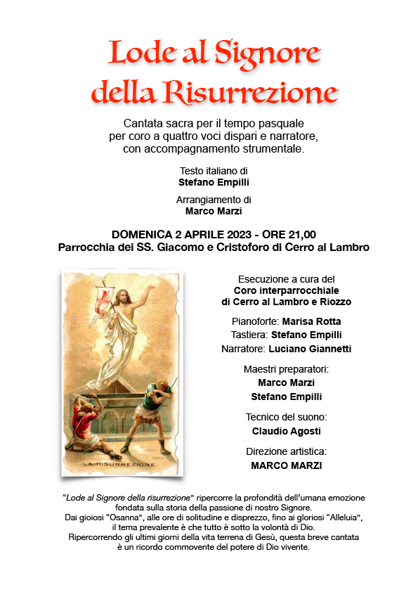 LODE AL SIGNORE DELLA RISURREZIONE   Locandina   Cerro 2023