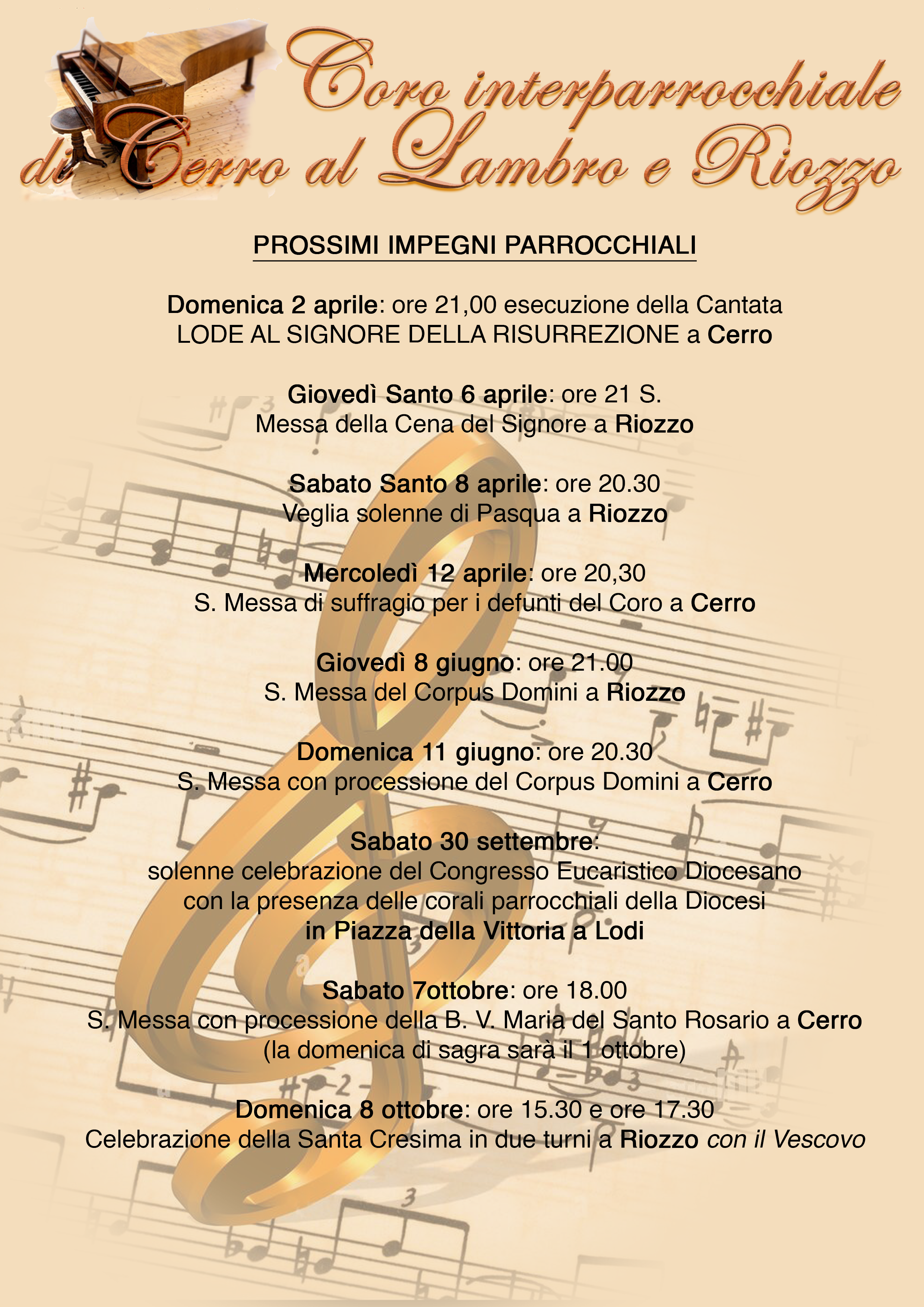 Locandina programma corale